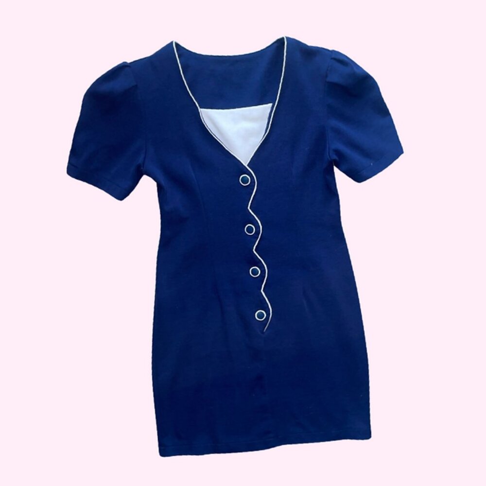 Nautically Wavy Navy Dress